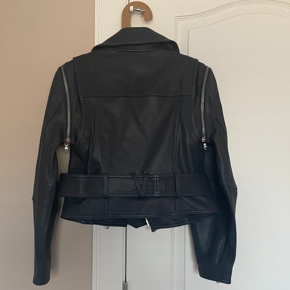 Veronica Beard Jylan Leather Moto Jacket Navy Dark Blue Lambskin Size 2 NWT - Picture 9 of 15
